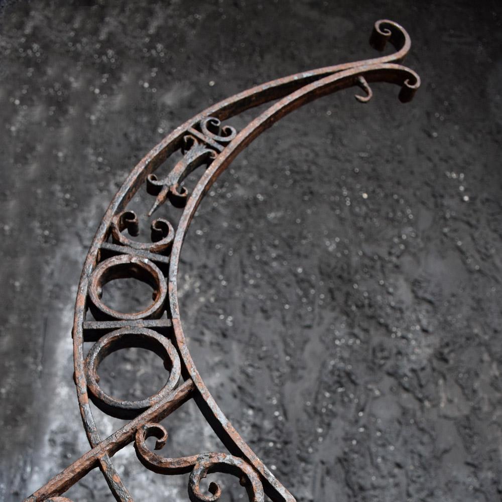 19th Century English Wrought Iron and Carved Wood Locksmiths Trade Sign In Fair Condition In London, GB