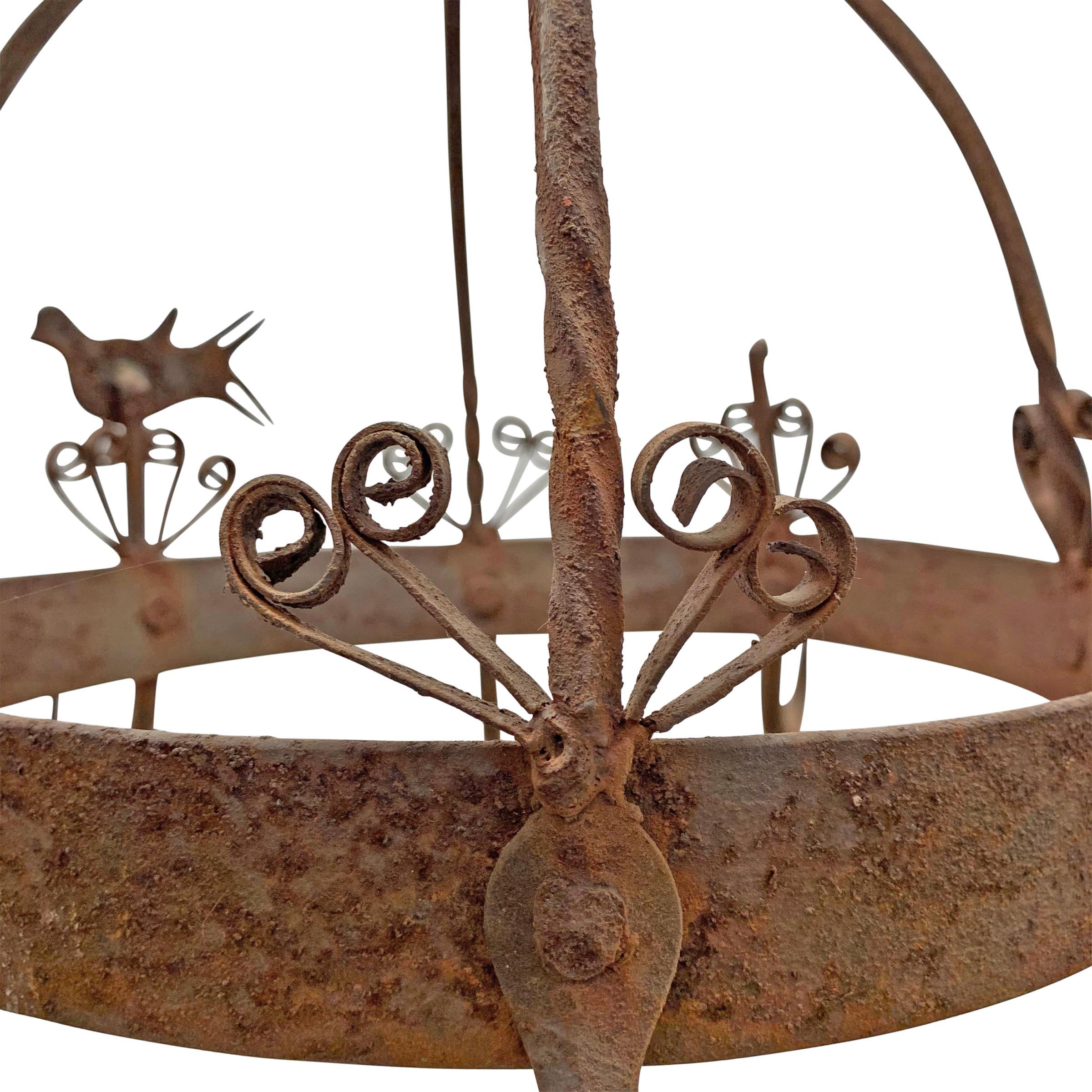 19th Century English Wrought Iron Dutch Crown Game Rack In Good Condition In Chicago, IL