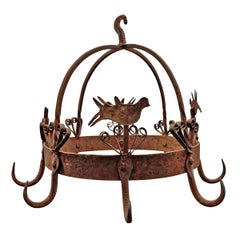 Antique 19th Century English Wrought Iron Dutch Crown Game Rack