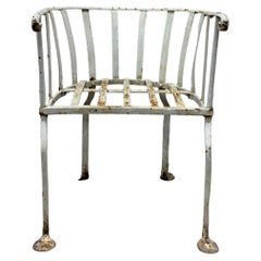 19th Century English Wrought Iron Garden Chair with a Curved Rounded Back