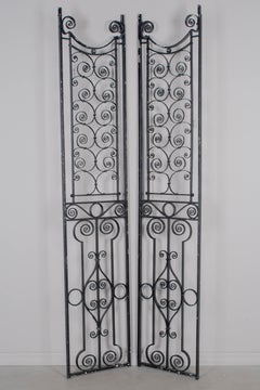 19th Century English Wrought Iron Garden Gate Grille Pair