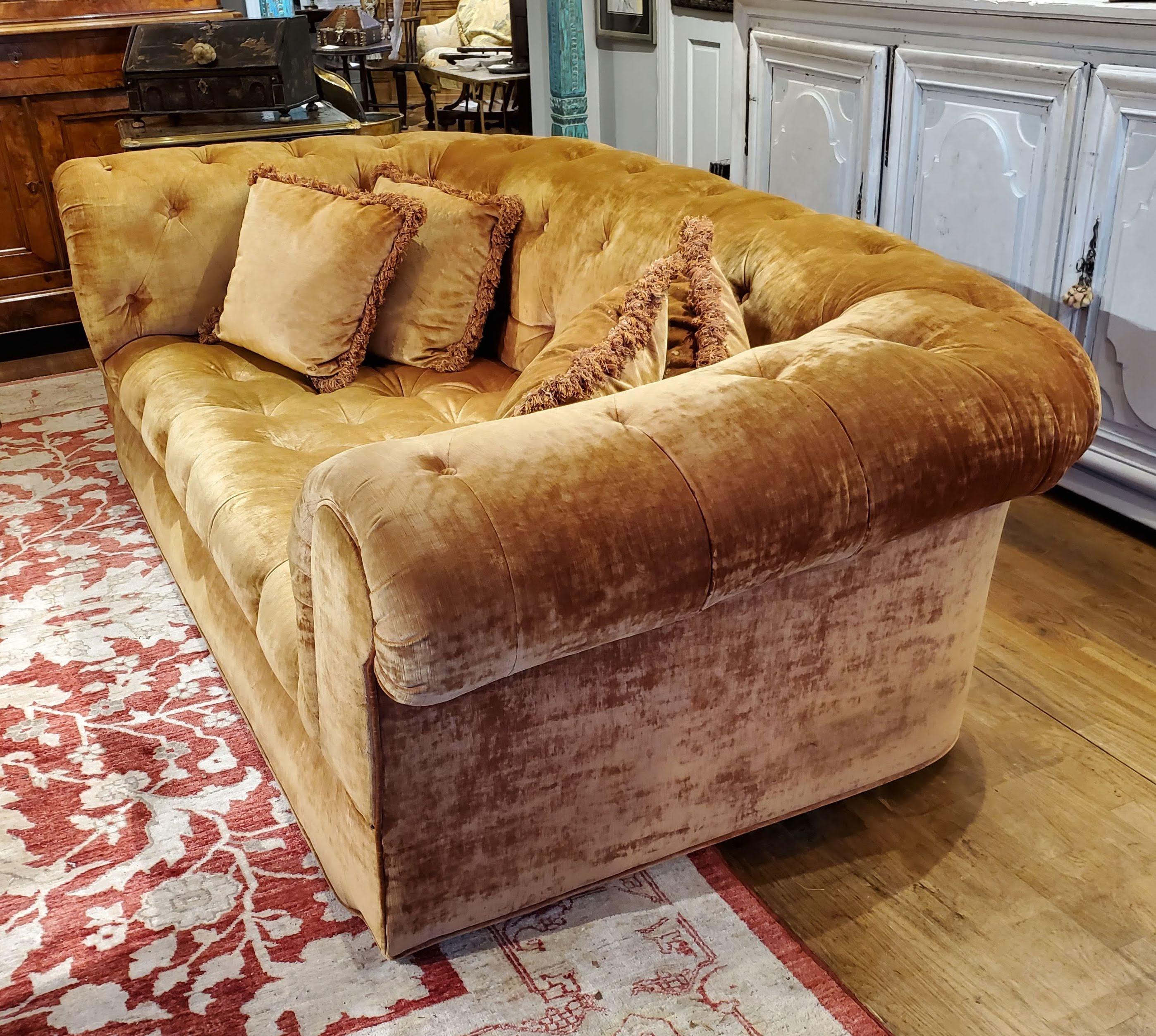 gold velvet chesterfield sofa