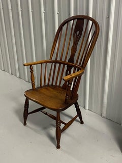 19th Century English Yew & Ash Comb Hoop Back Windsor Armchair