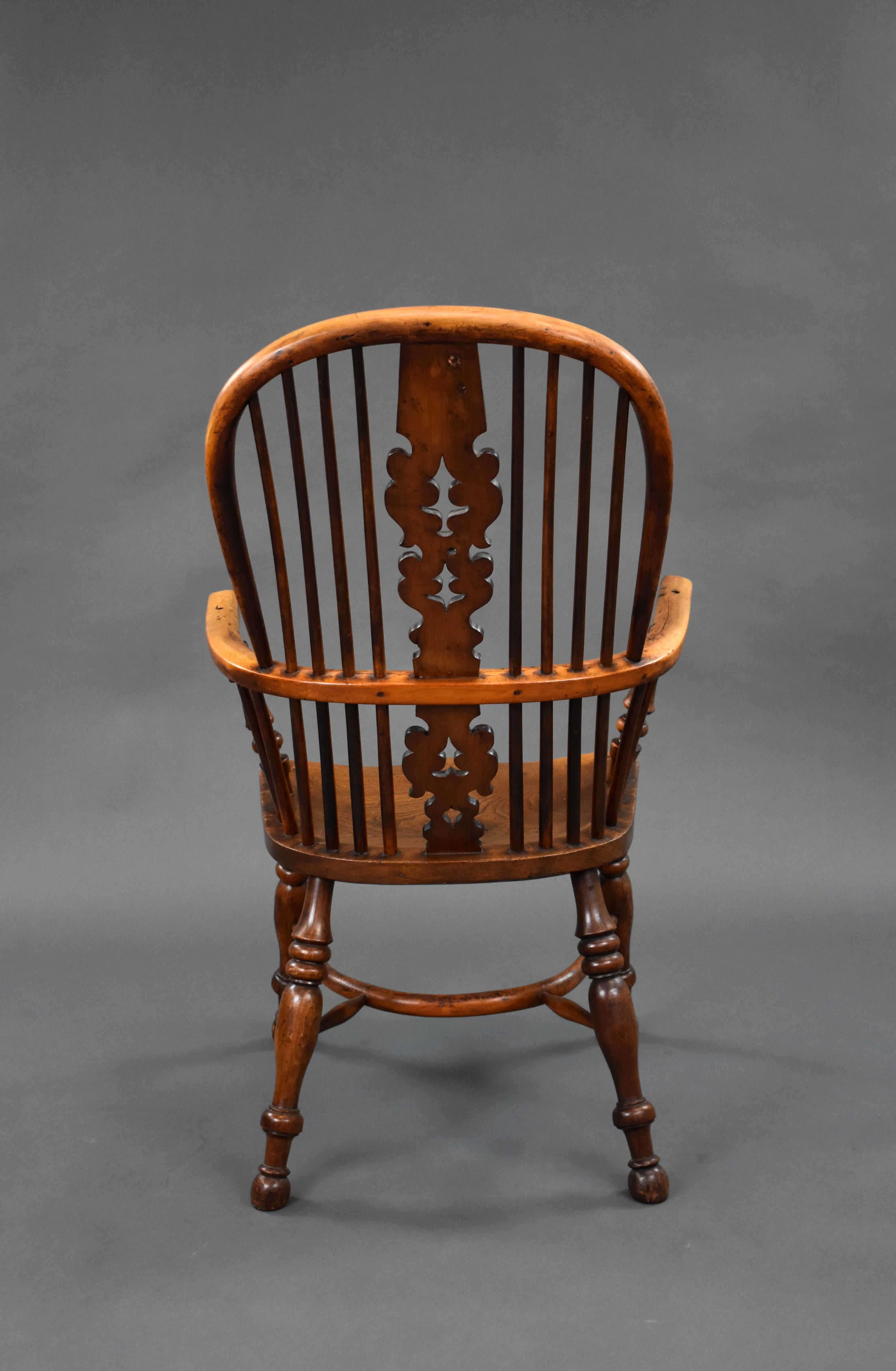 19th Century English Yew & Elm High Back Windsor Chair For Sale 2