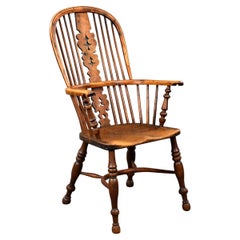 19th Century English Yew & Elm High Back Windsor Chair