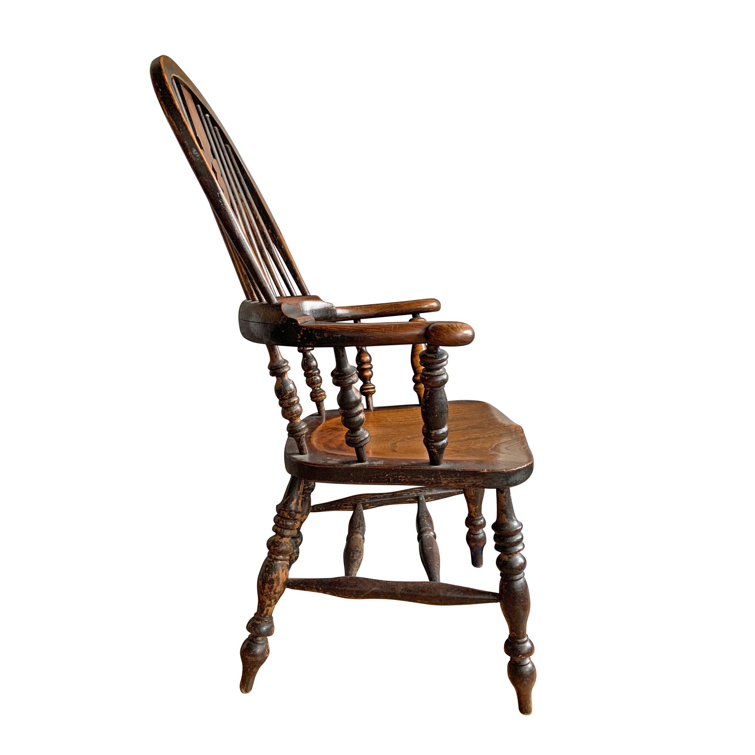 British 19th Century English Yew Wood Windsor Chair