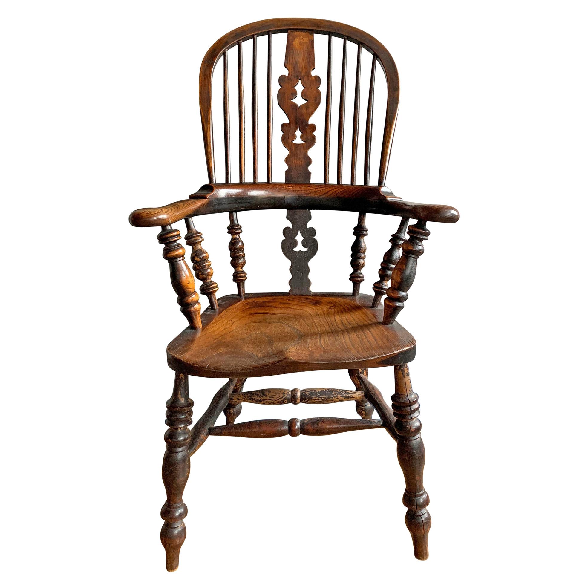 19th Century English Yew Wood Windsor Chair