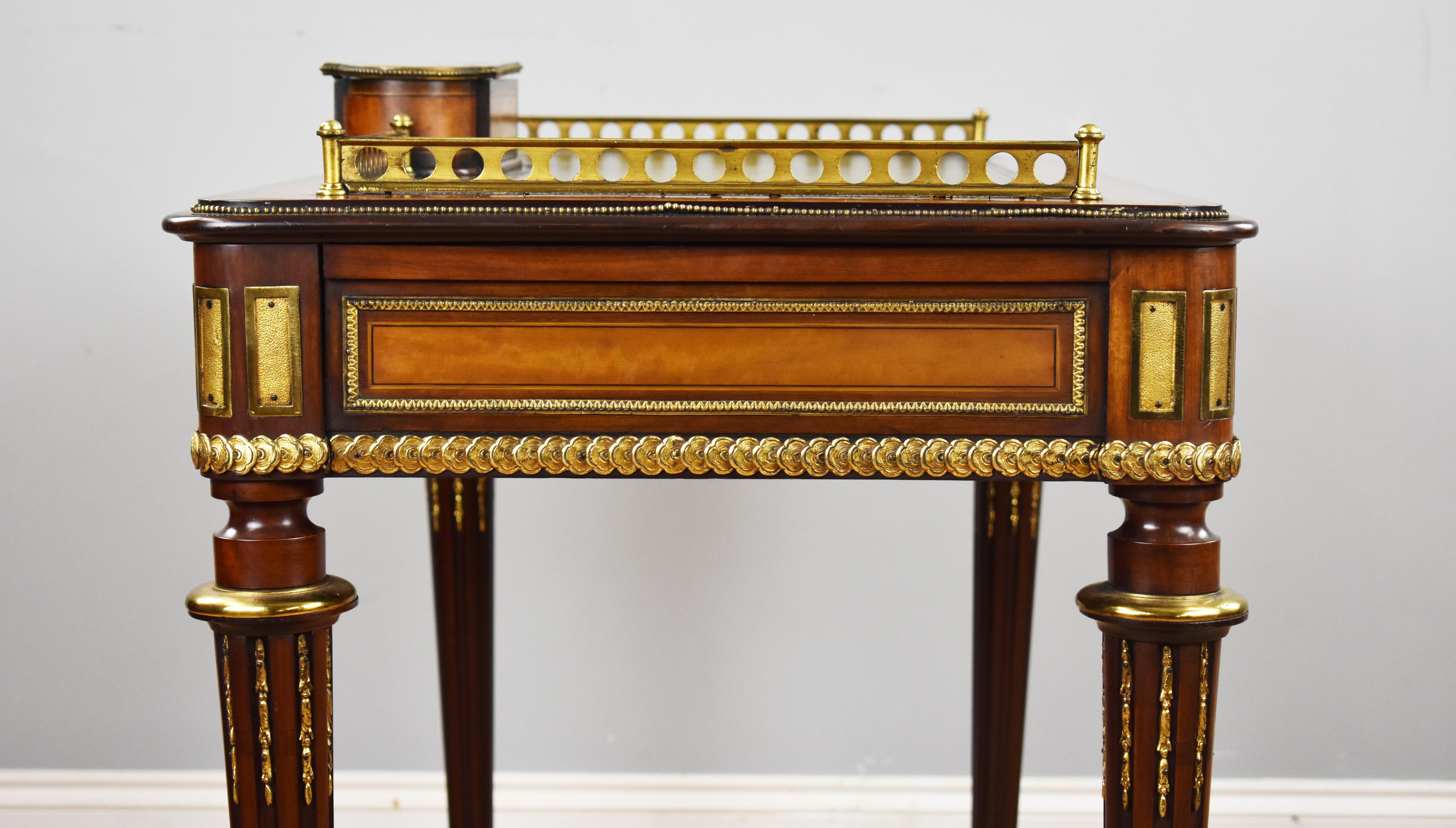 19th Century English Victorian Mahogany and Satinwood Writing Table 8