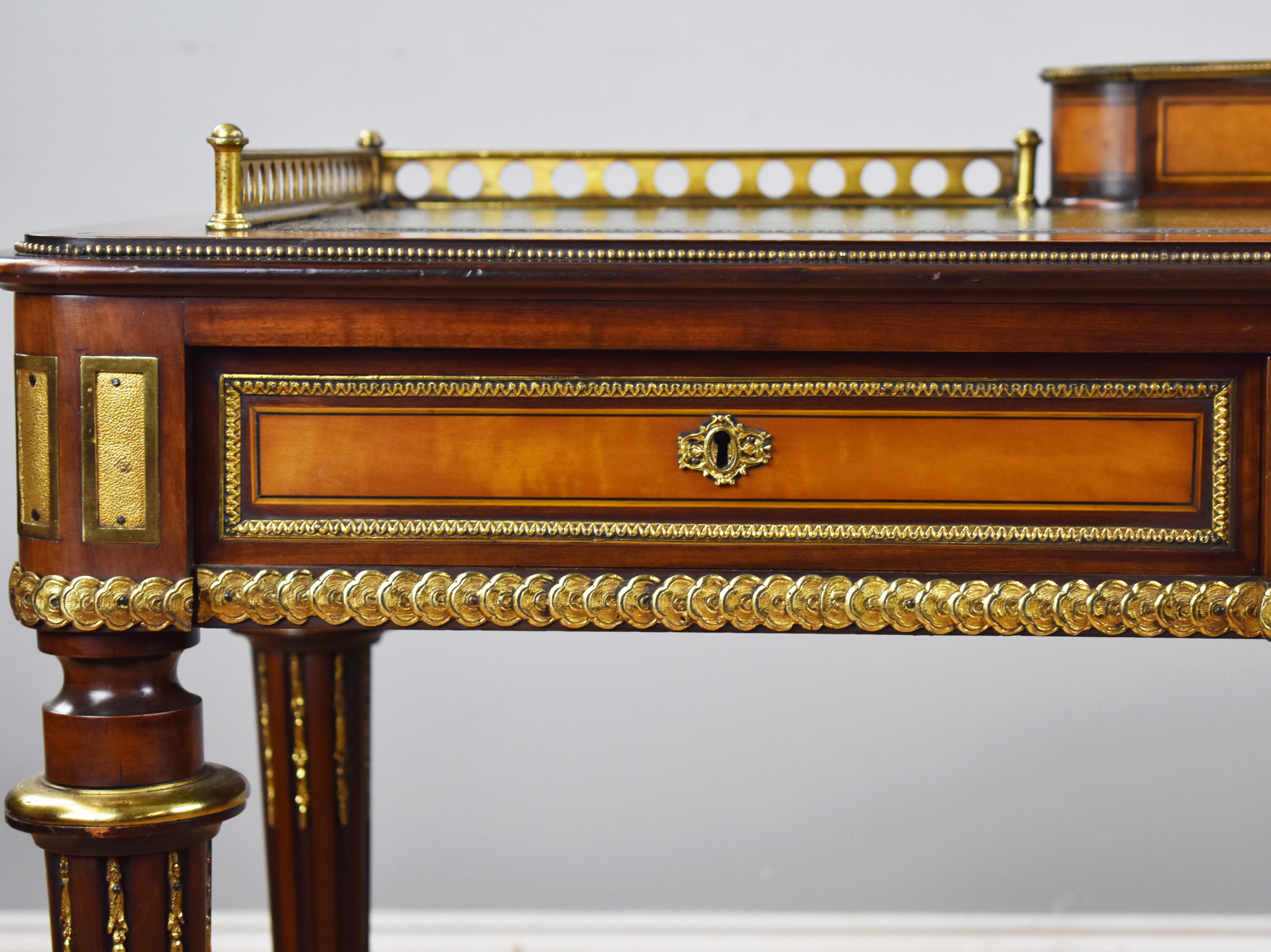 19th Century English Victorian Mahogany and Satinwood Writing Table 3