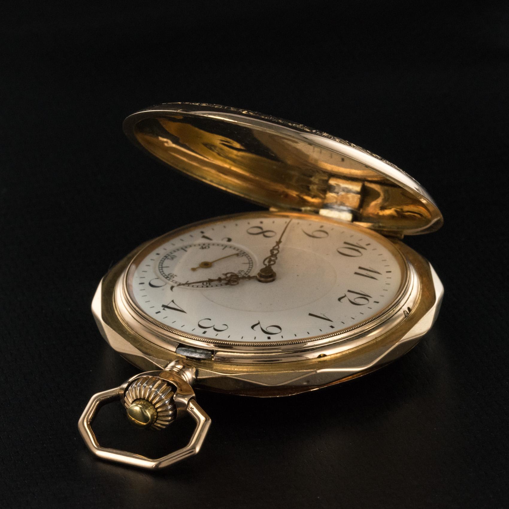 19th Century Engraved 18 Karat Rose Gold Breguet Machenery Pocket Watch  2