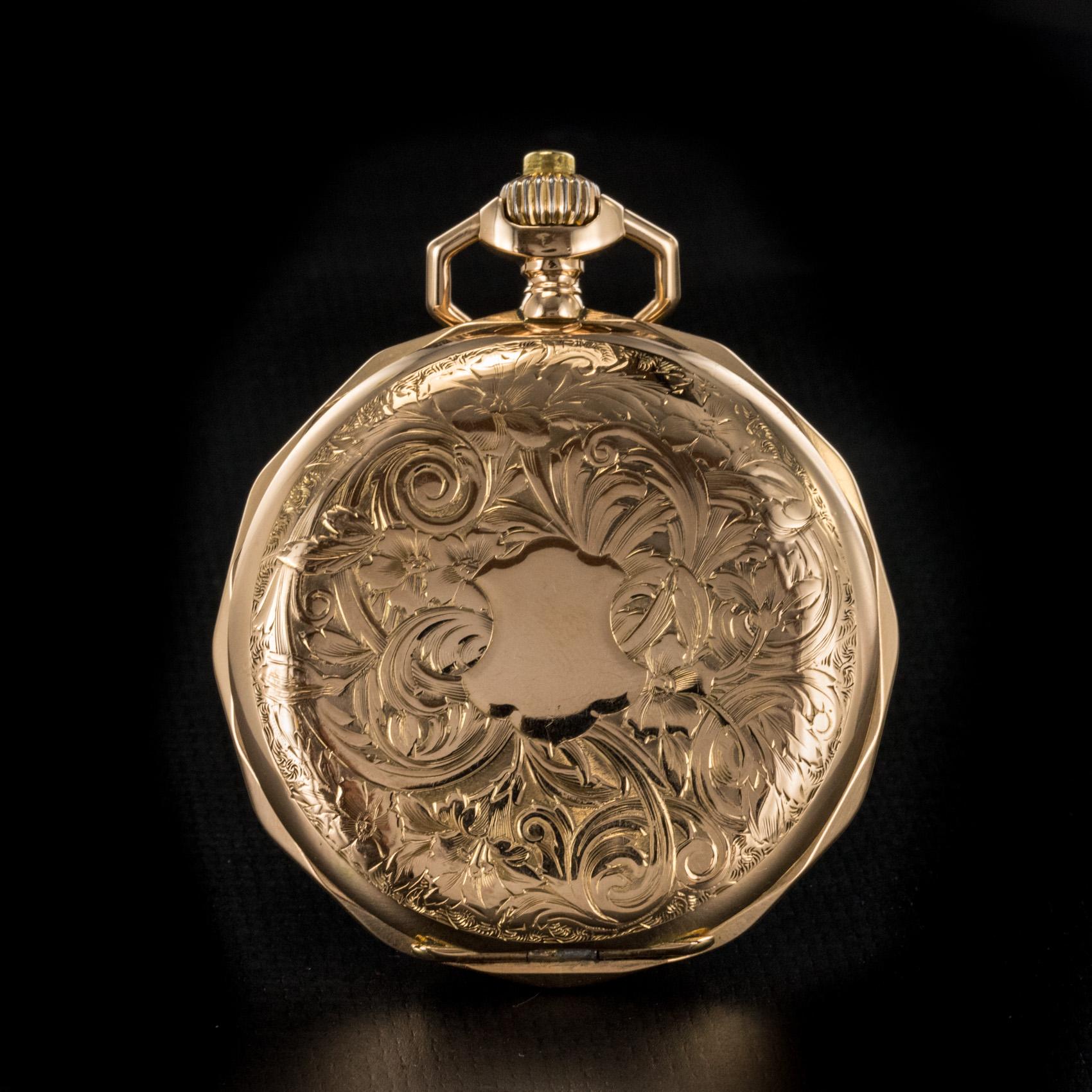 19th Century Engraved 18 Karat Rose Gold Breguet Machenery Pocket Watch  4