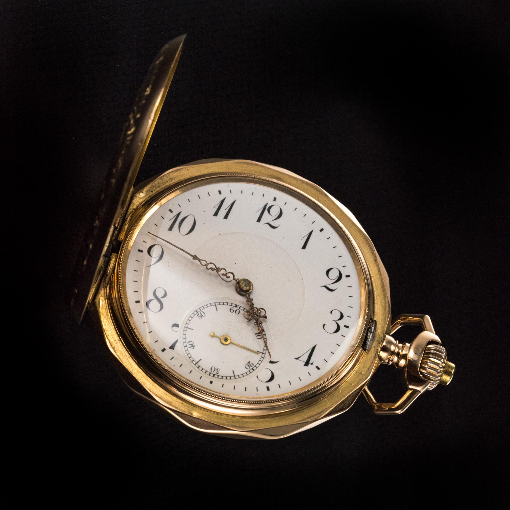 19th Century Engraved 18 Karat Rose Gold Breguet Machenery Pocket Watch  In Excellent Condition In Poitiers, FR