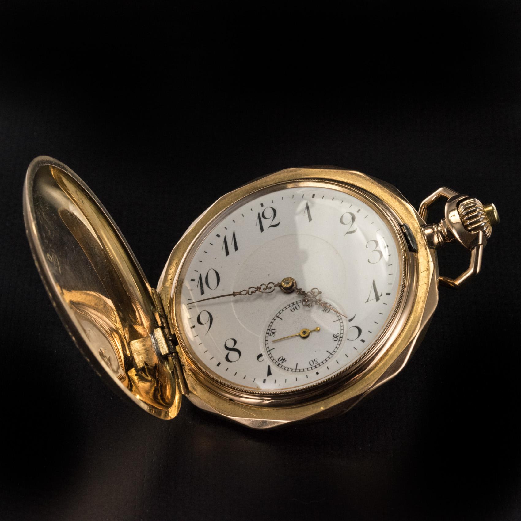 Women's 19th Century Engraved 18 Karat Rose Gold Breguet Machenery Pocket Watch 