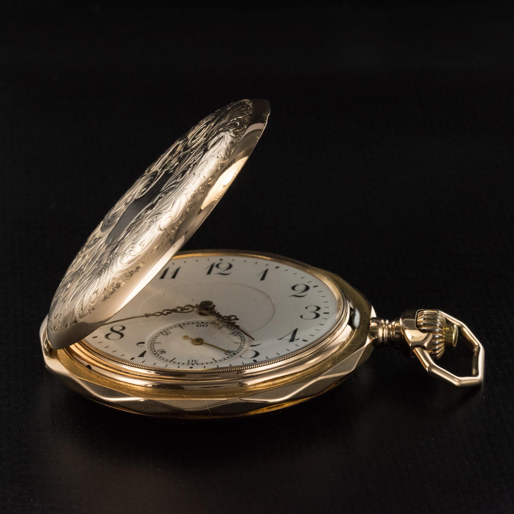 19th Century Engraved 18 Karat Rose Gold Breguet Machenery Pocket Watch  1