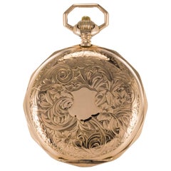 19th Century Engraved 18 Karat Rose Gold Breguet Machenery Pocket Watch 