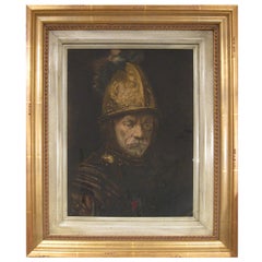Antique 19th Century Engraved Replica of "The Man with the Golden Helmet" circa 1650