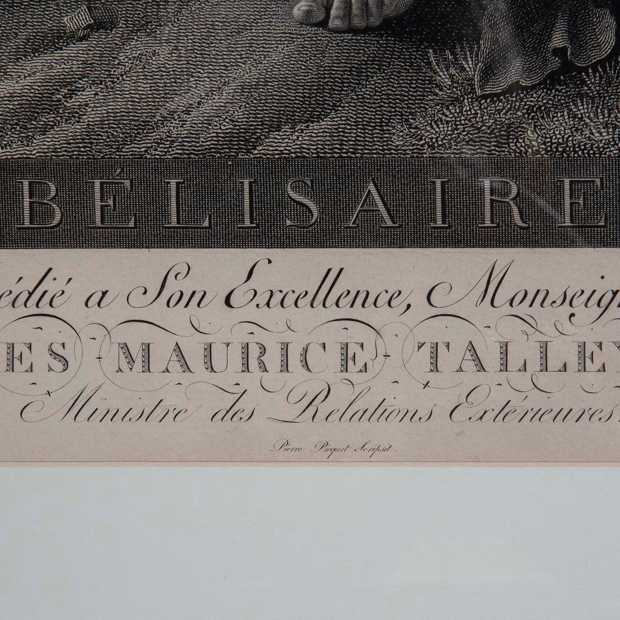 Gravure du XIXe siècle Belisaire par Desnoyers, 1806 Bon état - En vente à Richmond, London
