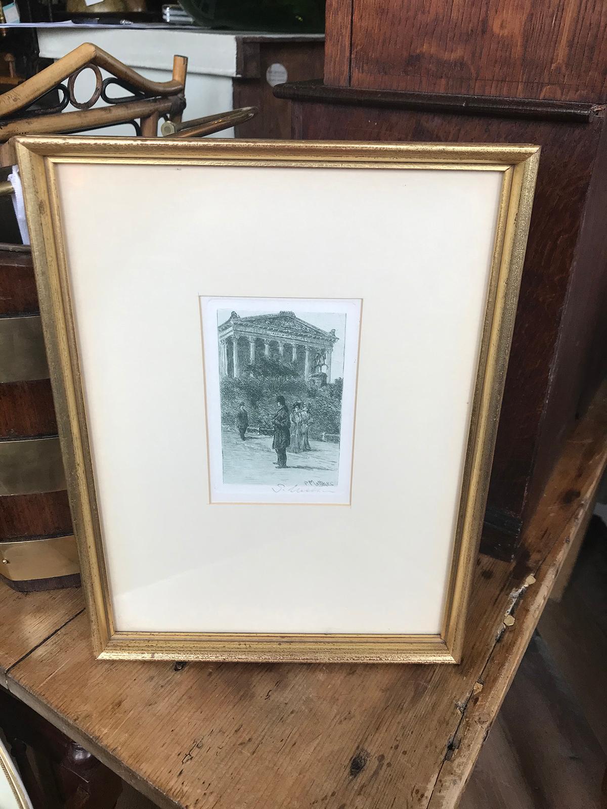 19th Century Engraving by Dutch Artist Oskar Paul Matthew Signed and Framed In Good Condition For Sale In Atlanta, GA