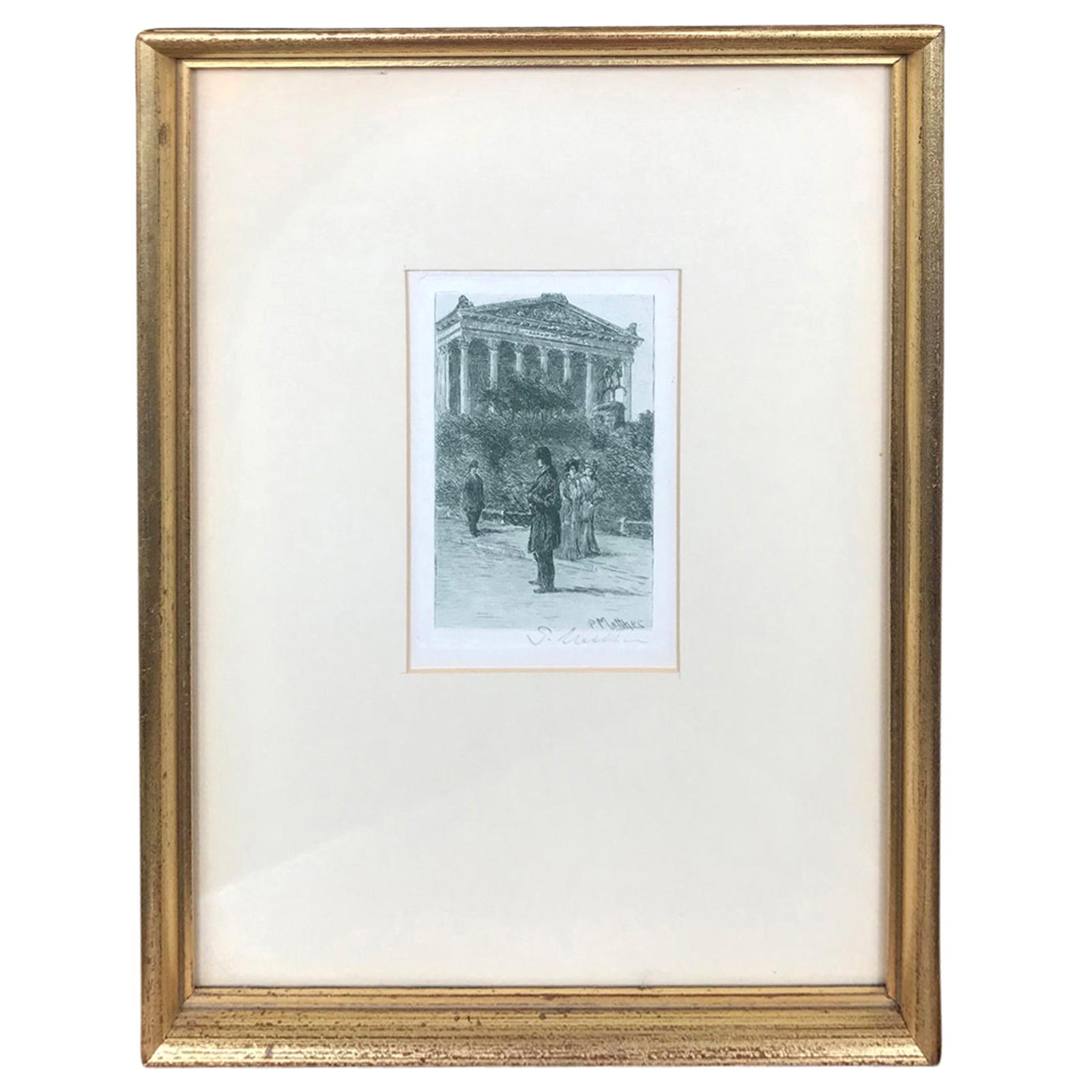 19th Century Engraving by Dutch Artist Oskar Paul Matthew Signed and Framed For Sale
