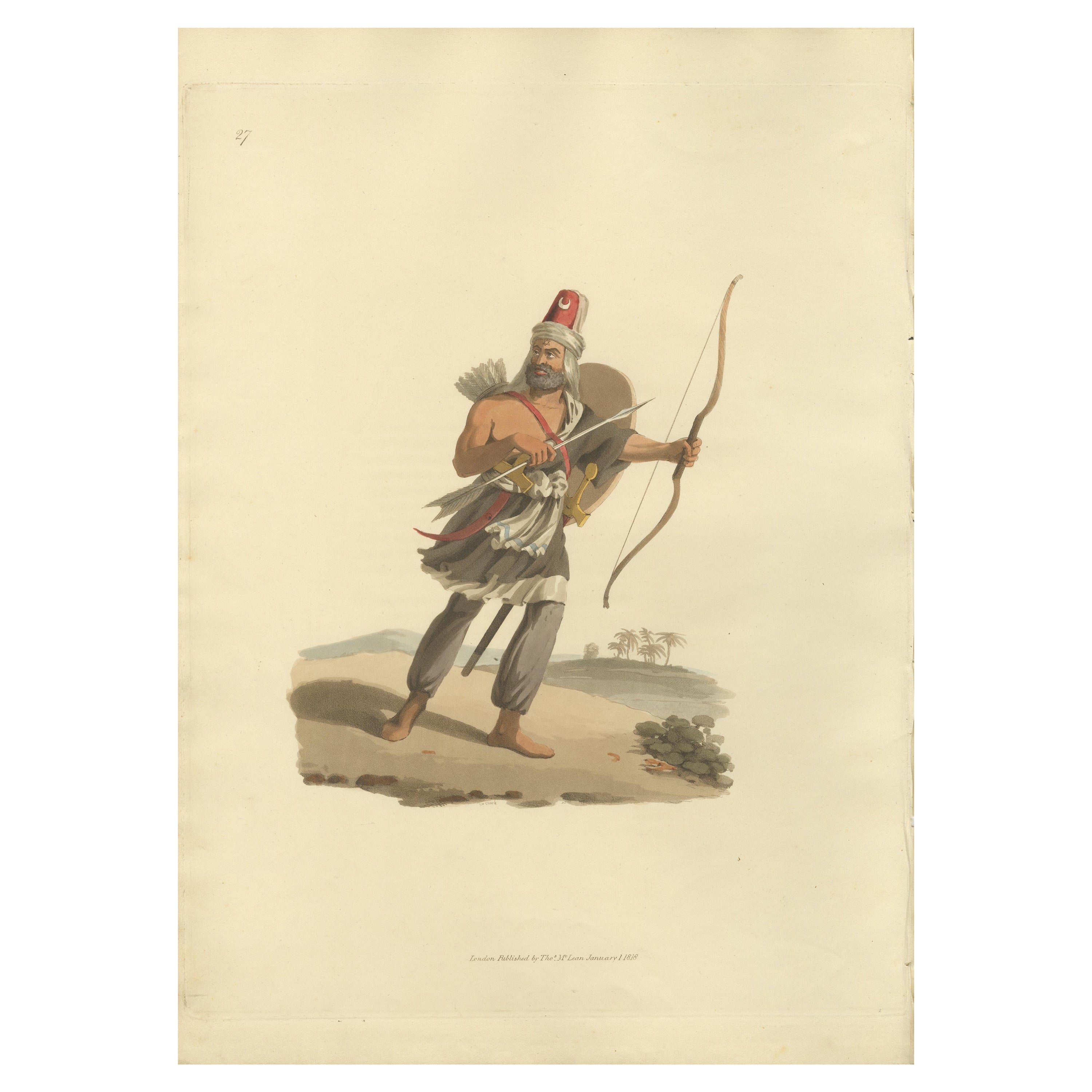Antiker Druck eines Janizarys aus Arabia, 1818