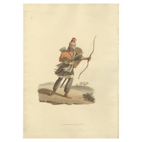 19th Century Engraving Ottoman Empire Janizary of Arabia, 1818
