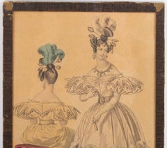 19th Century Engraving, under Glass, Representing an Elegant Front and Back