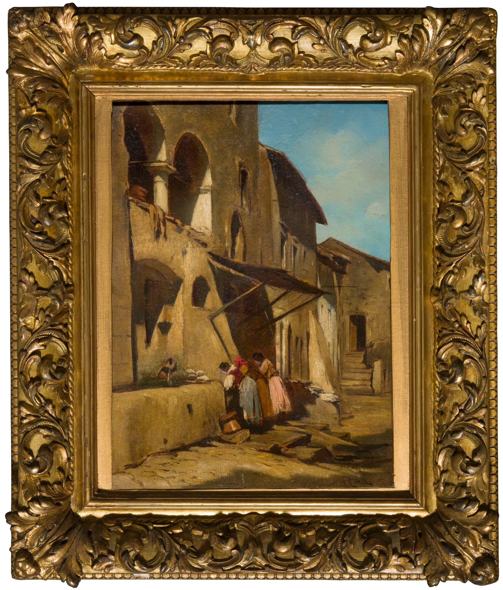 XIXe siècle Peinture signée Enrico Coleman du 19ème siècle  en vente