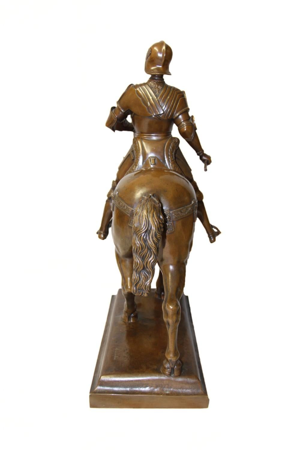 Italian 19th Century Equestrian Bronze Statue of Bartolomeo Colleoni After the Original For Sale