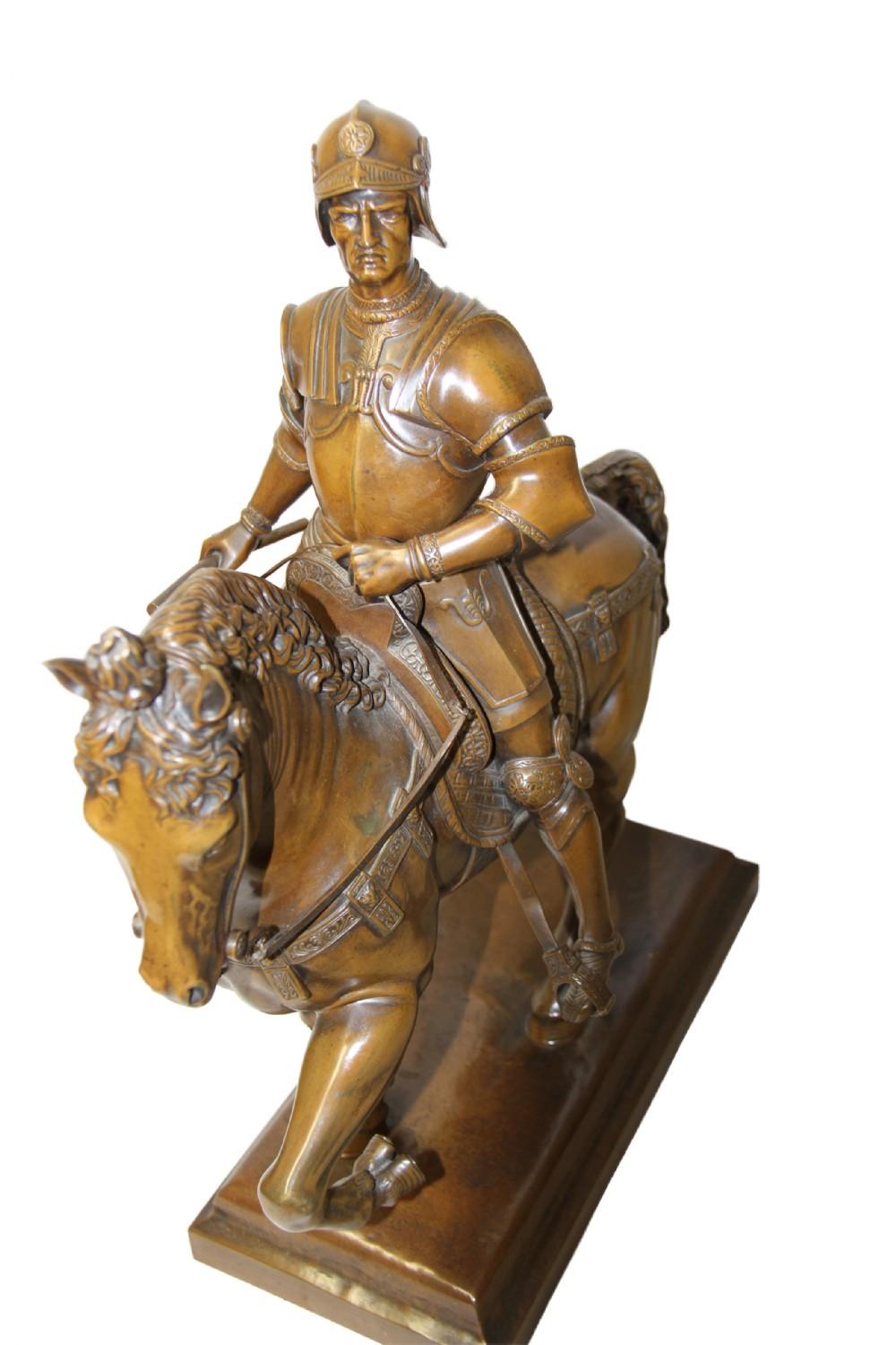 19th Century Equestrian Bronze Statue of Bartolomeo Colleoni After the Original For Sale 1