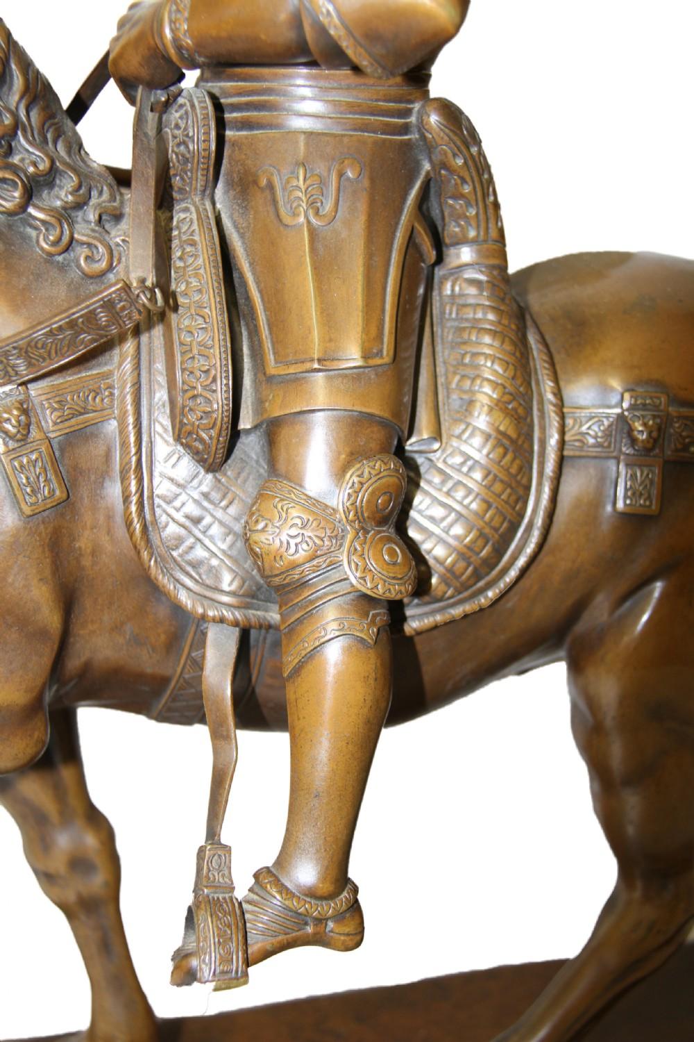 19th Century Equestrian Bronze Statue of Bartolomeo Colleoni After the Original For Sale 2