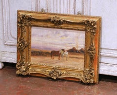 19th Century Equestrian Landscape Painting on Canvas by Lewis L. Shonborn