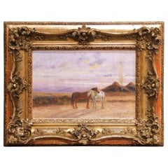 19th Century Equestrian Landscape Painting on Canvas by Lewis L. Shonborn