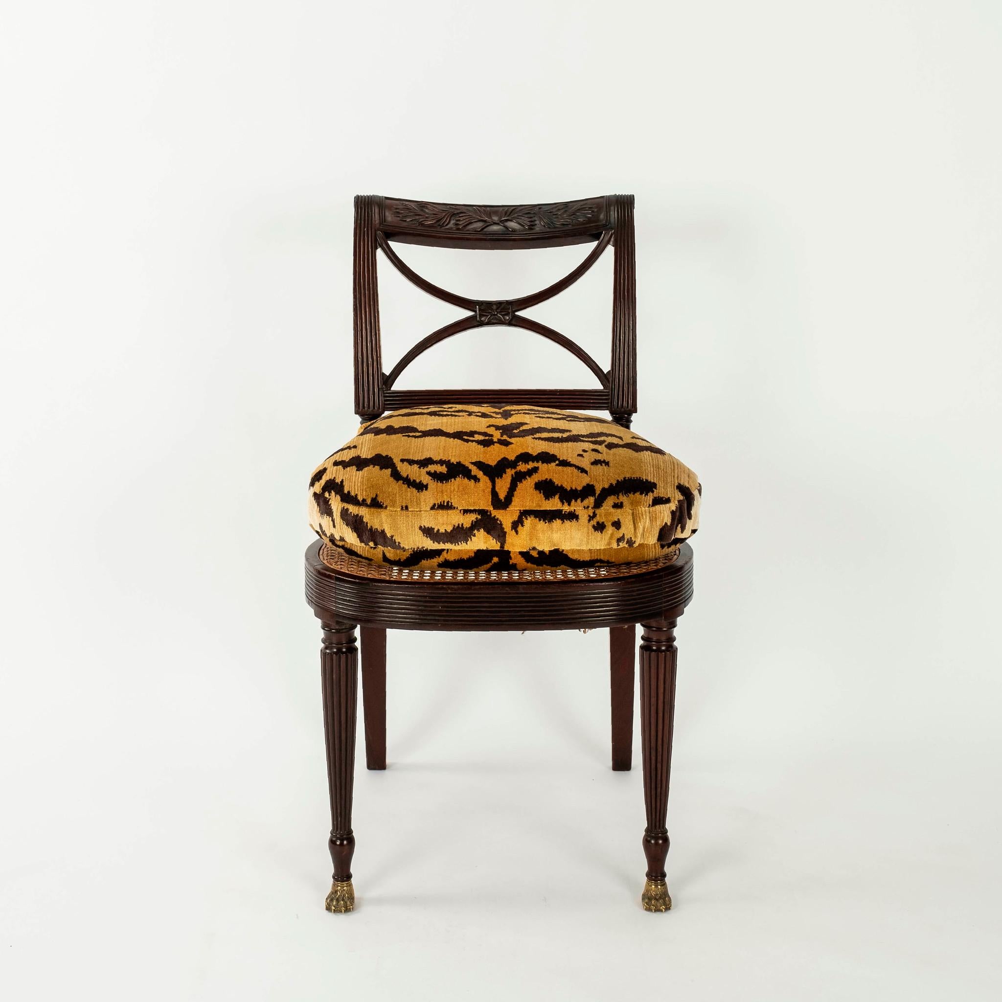 19th Century Ernest Hagen Duncan Phyfe Tiger Velvet Chair 1