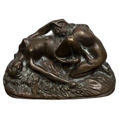 19th Century Erotic Bronze Depicting a Female Couple, Chocolate Patina