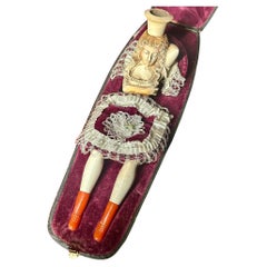 Erotische Meerschaum-Pfeifen- und rootstockhalter einer Frau im Bett aus dem 19. Jahrhundert