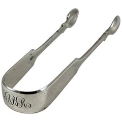 Tenazas de azúcar para violín inglés de plata de ley del siglo XIX, 1865