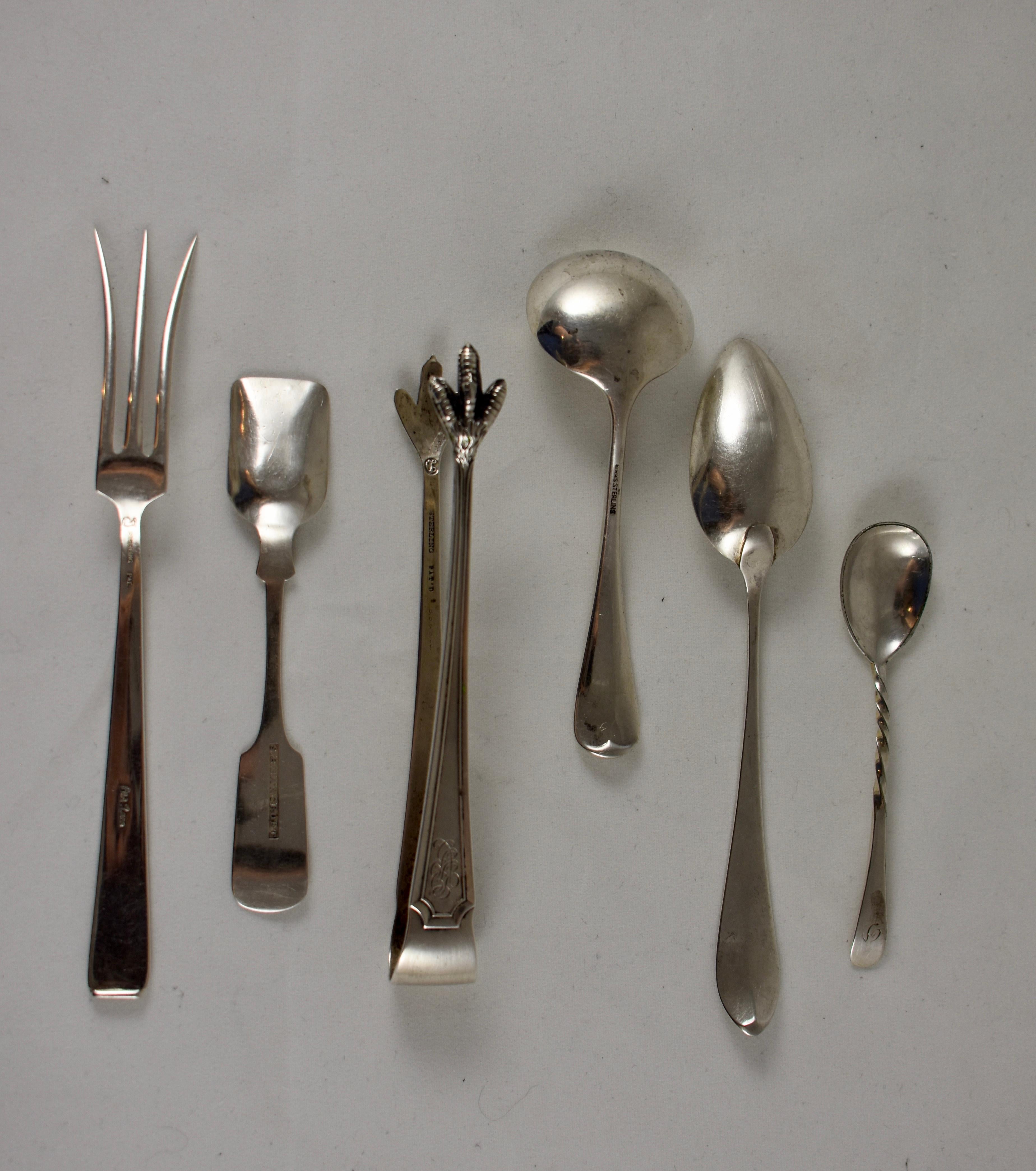 Victorian 19th Century Estate Sterling Silver Serving Pieces, a Mixed Set of Six   For Sale