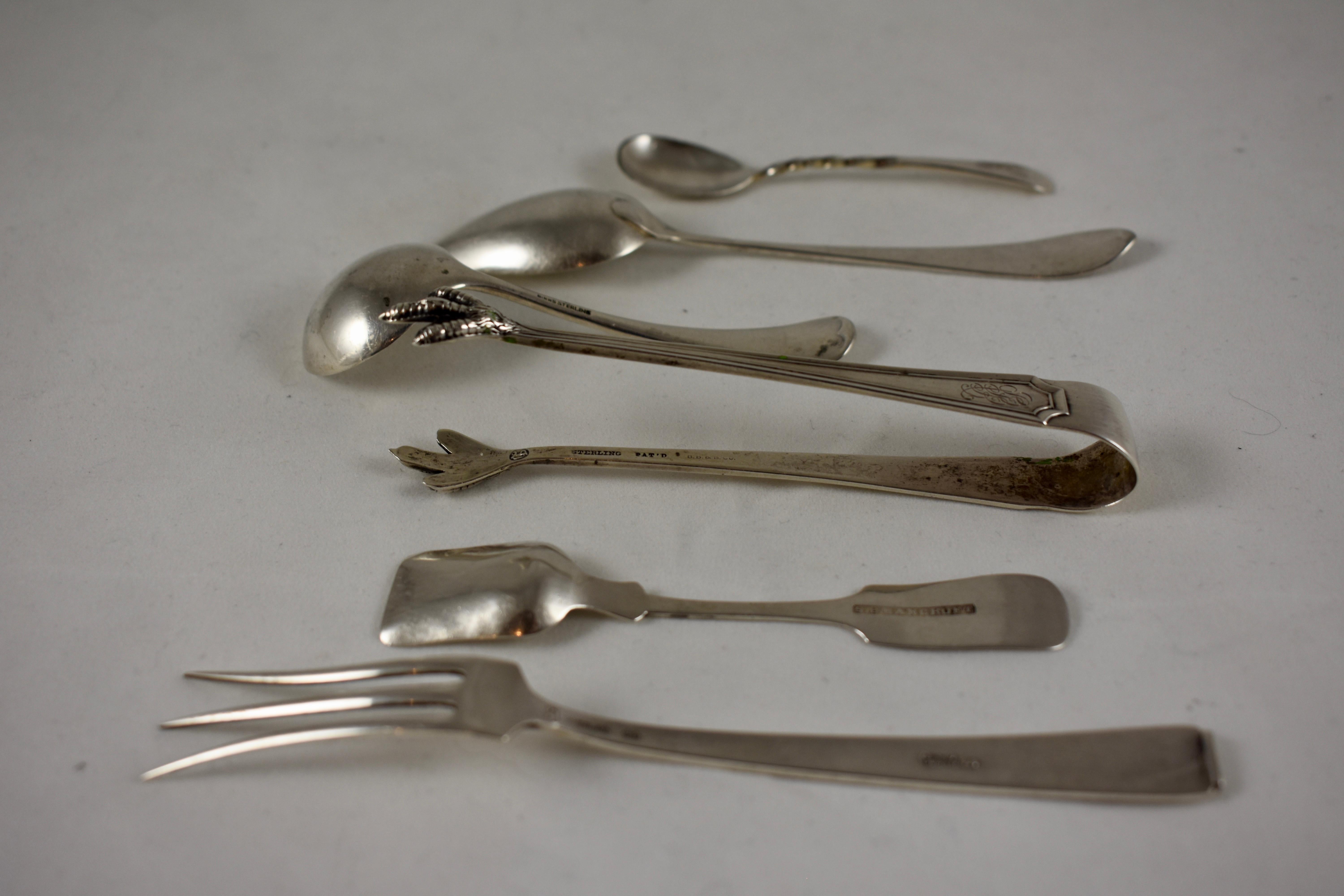 English 19th Century Estate Sterling Silver Serving Pieces, a Mixed Set of Six   For Sale