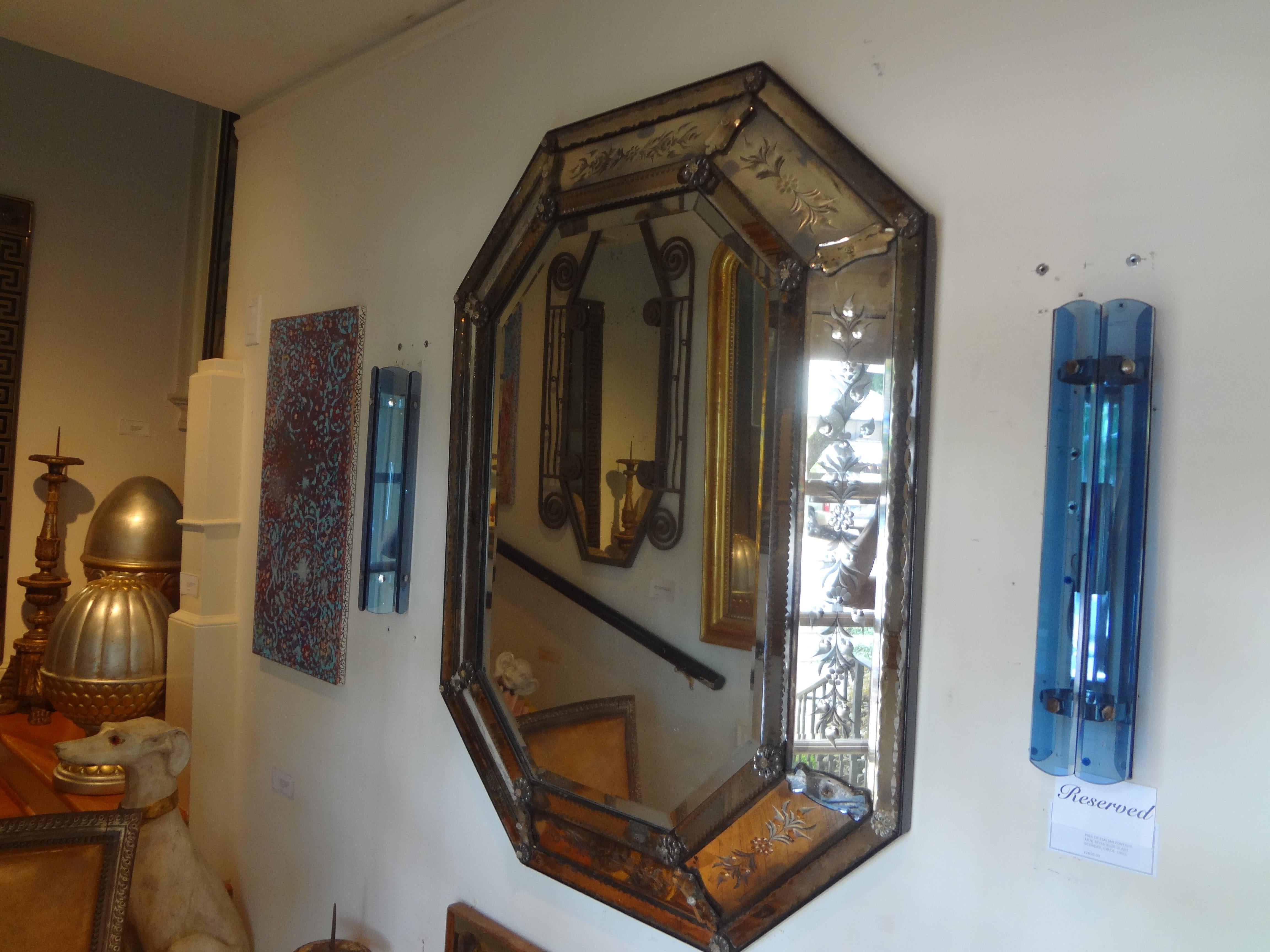 19th Century Etched and Beveled Octagonal Venetian Mirror 4