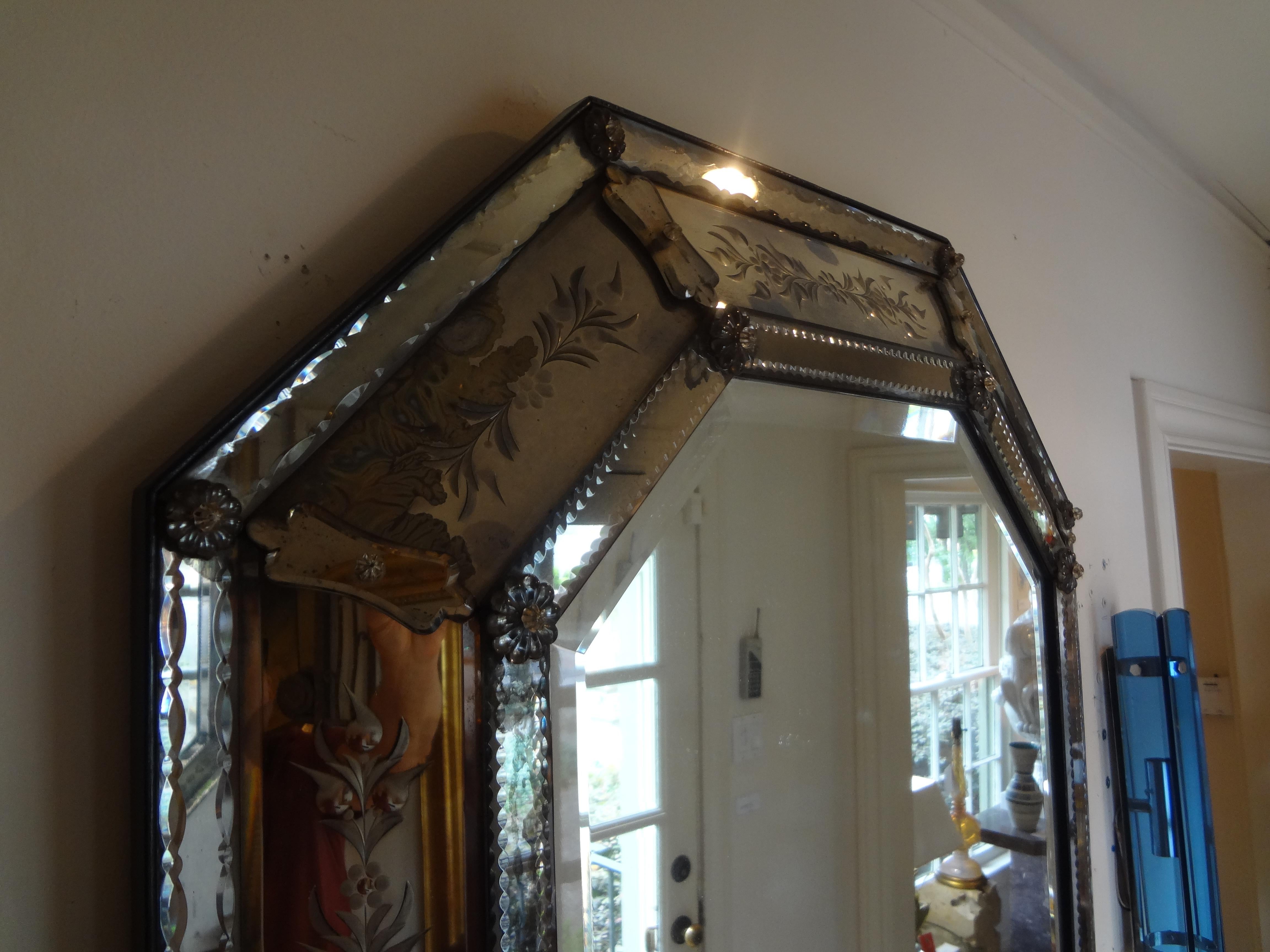 19th Century Etched and Beveled Octagonal Venetian Mirror 7