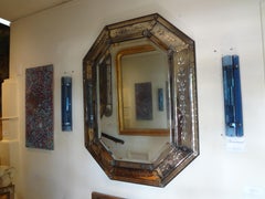 19th Century Etched and Beveled Octagonal Venetian Mirror