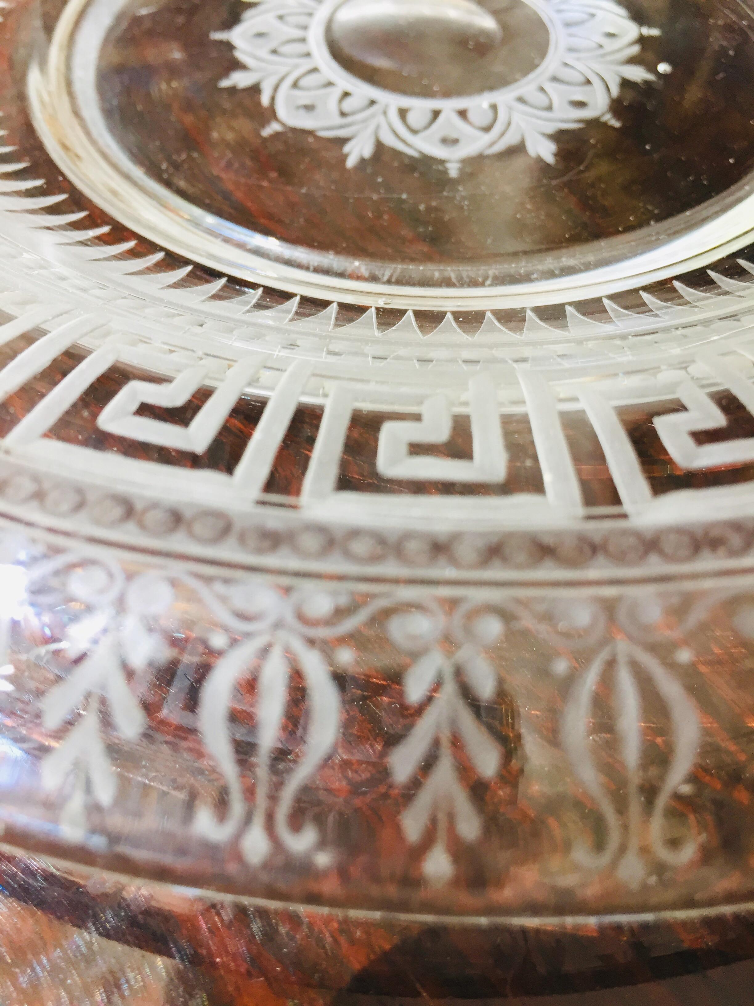 Mid-19th Century Neoclassical Clear Glass Dish of  Bohemian Origin 9