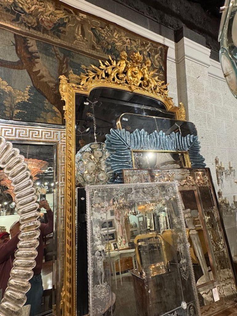 Vetro Specchio veneziano figurato inciso del XIX secolo in vendita