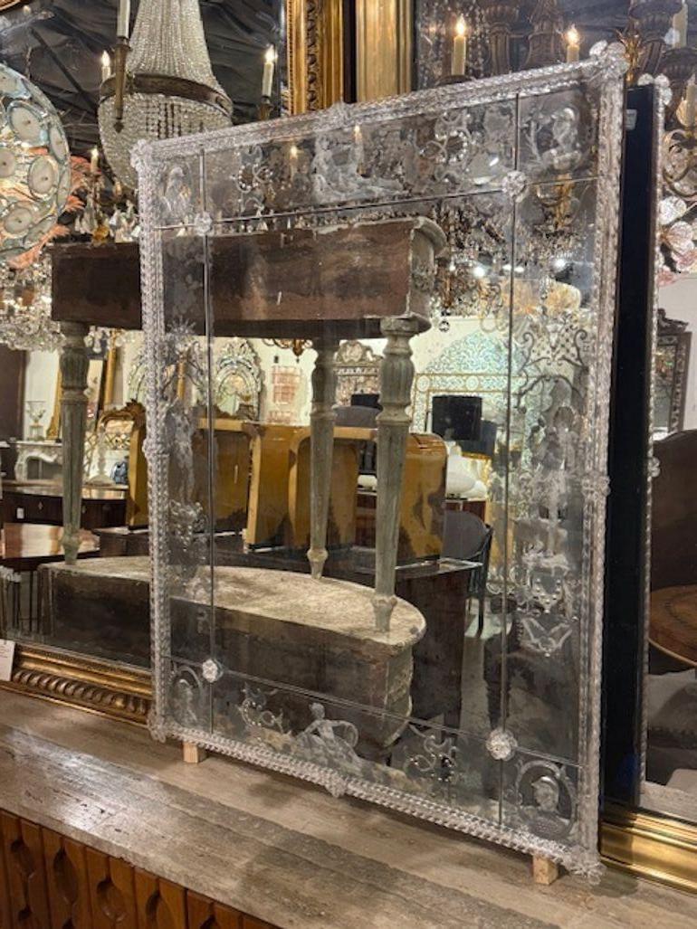 Specchio veneziano figurato inciso del XIX secolo in vendita 1