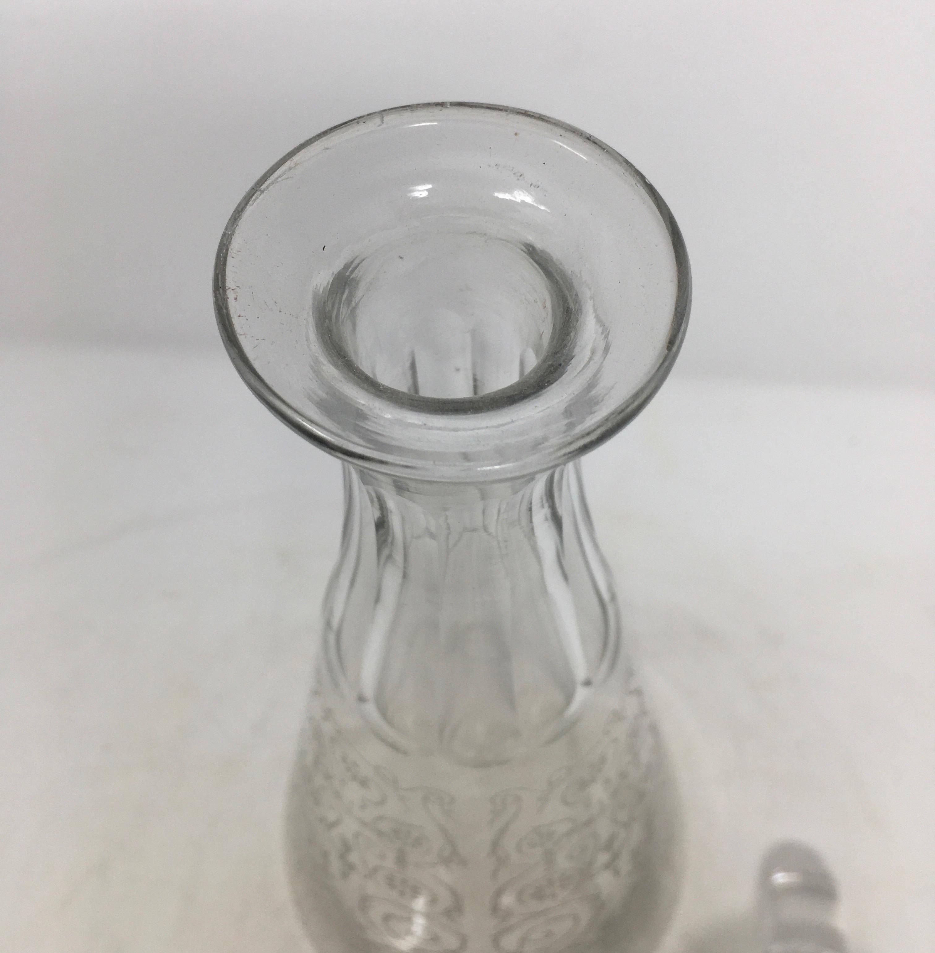19th Century Etched Glass Decanter 1