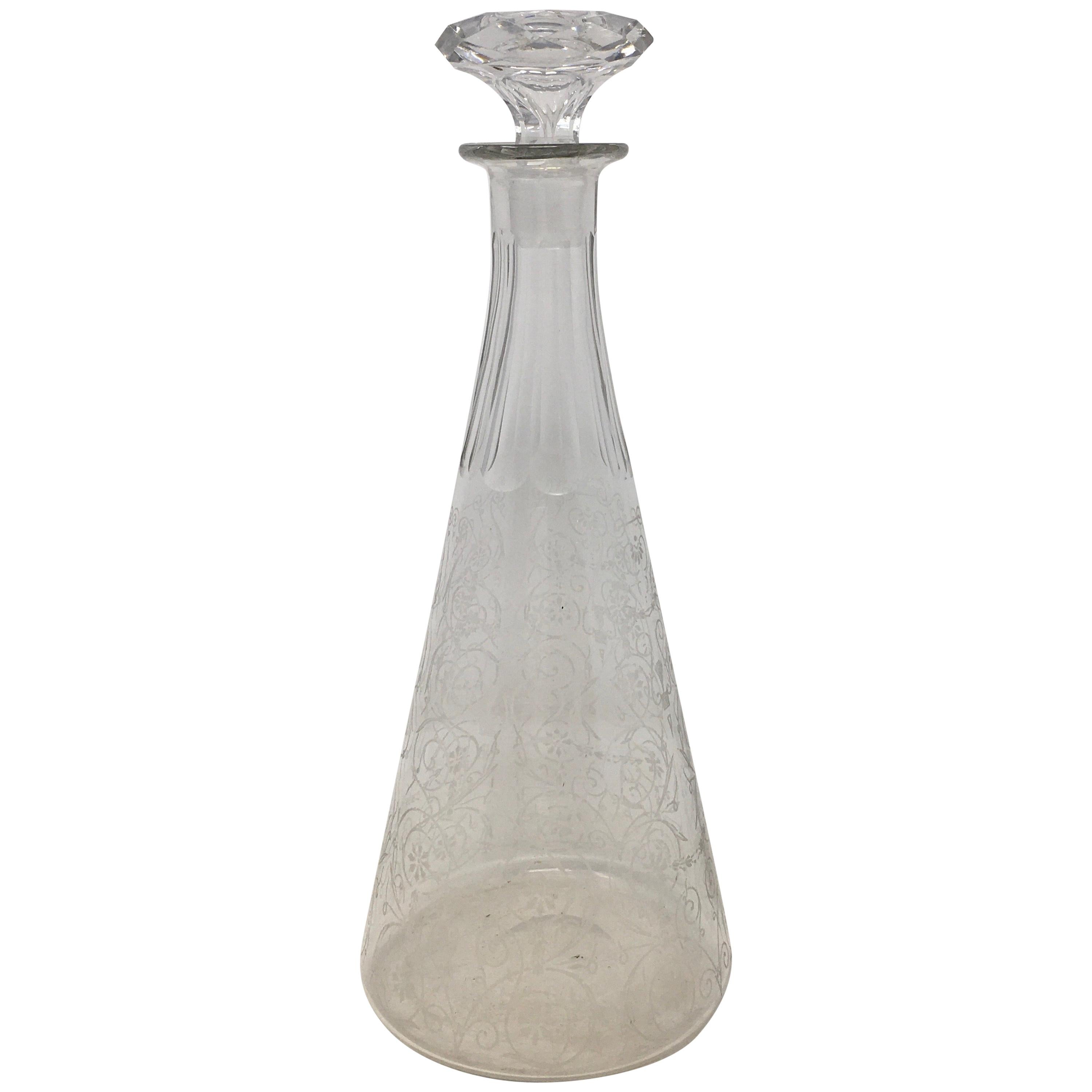 19th Century Etched Glass Decanter