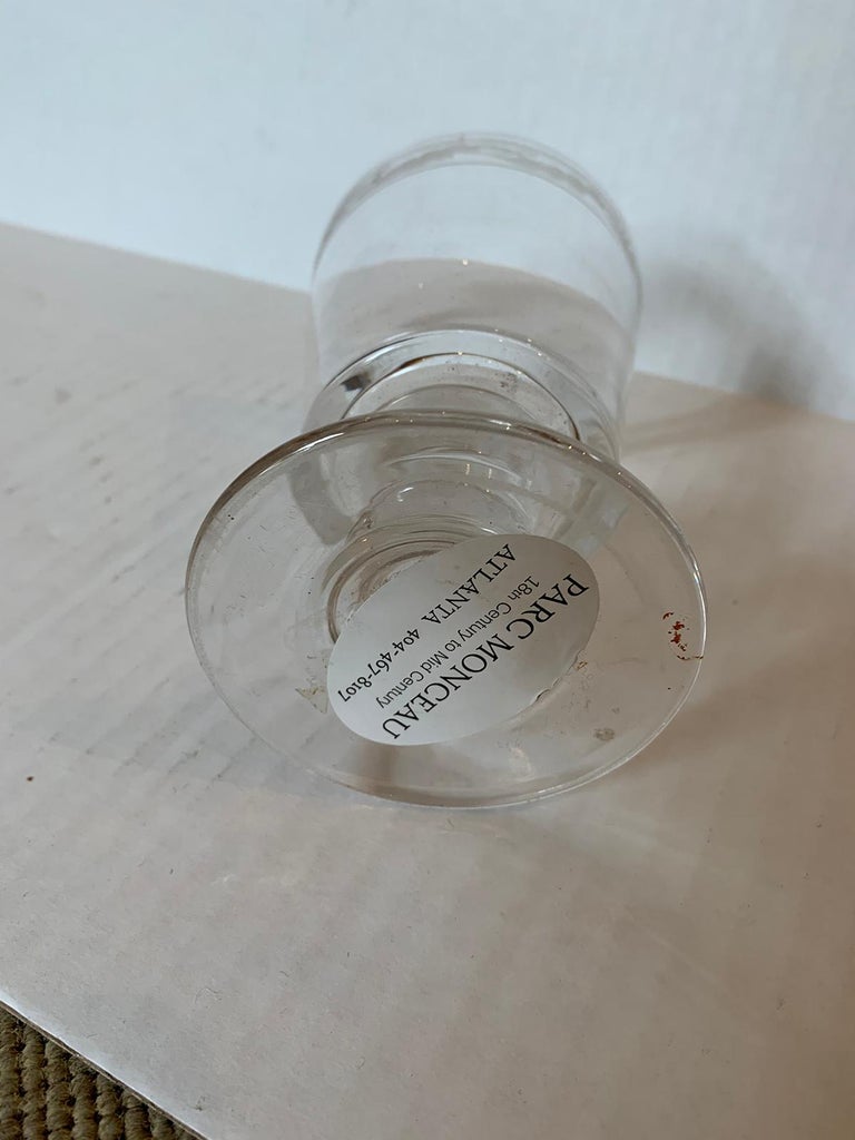 19th Century Etched Glass Goblet or Chalice with Leaf Motif For Sale at