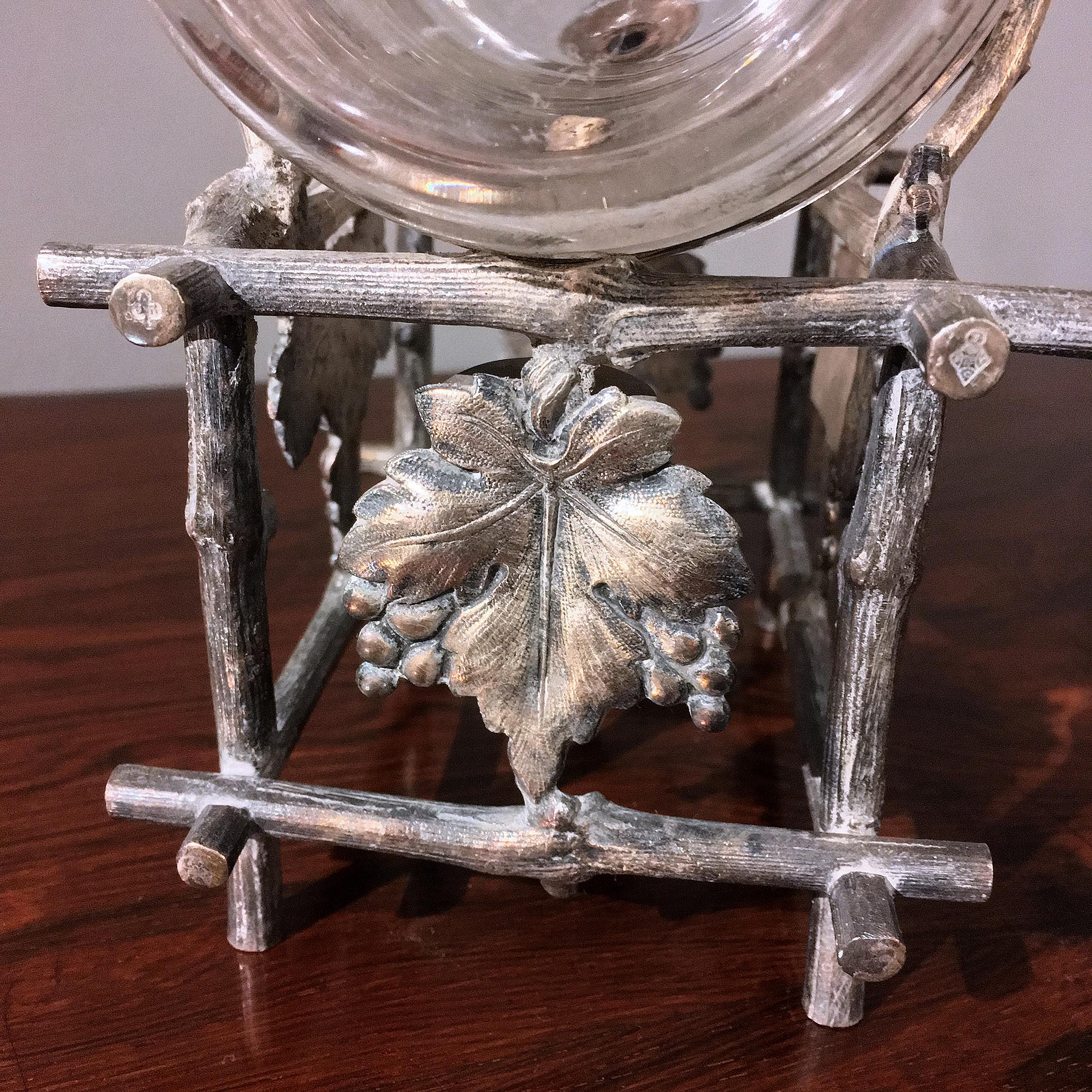 19th Century Etched Glass Liquor Barrel on a Silver Plated Stand 2