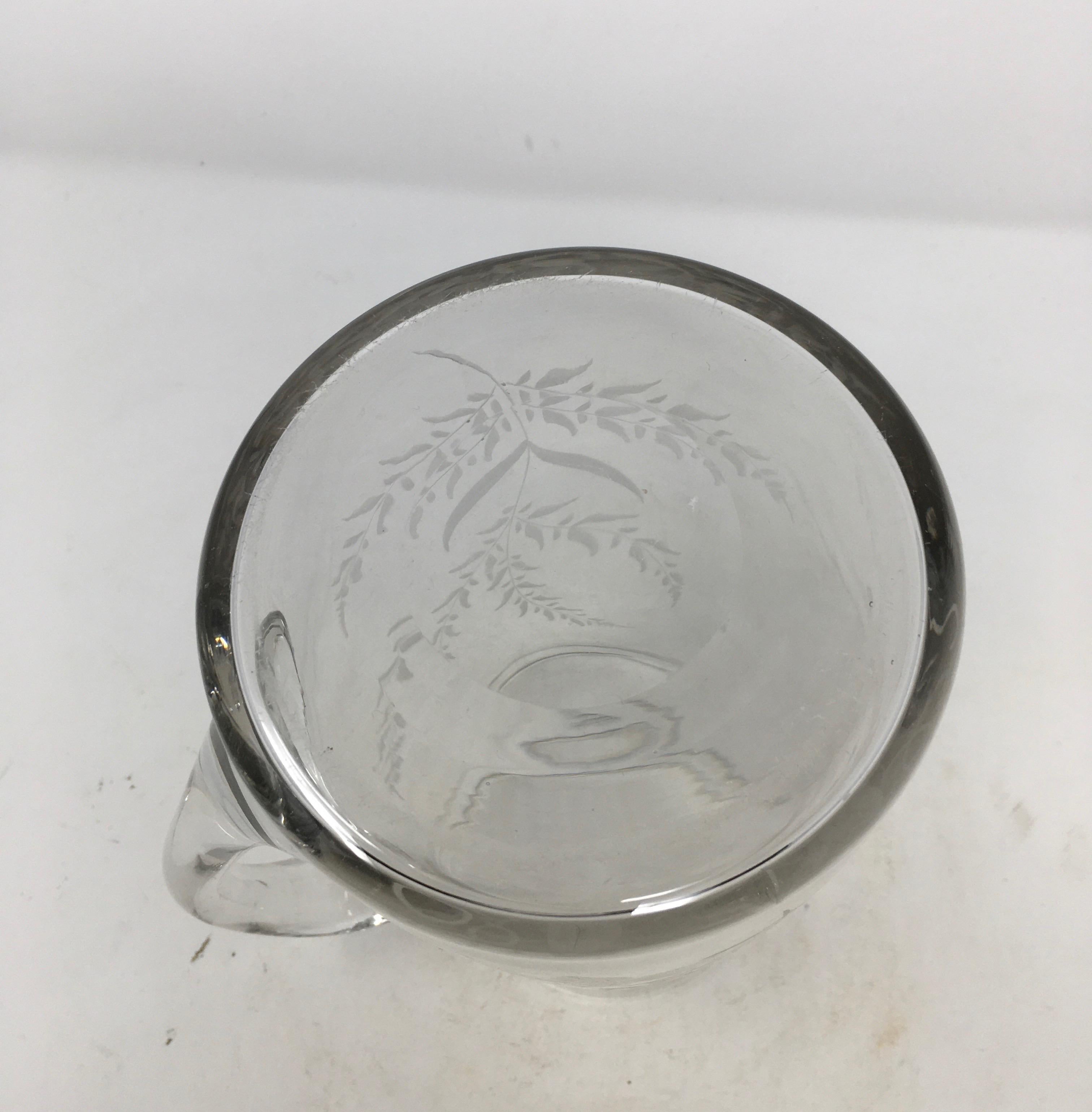 19th Century Etched Glass Pitcher For Sale 1