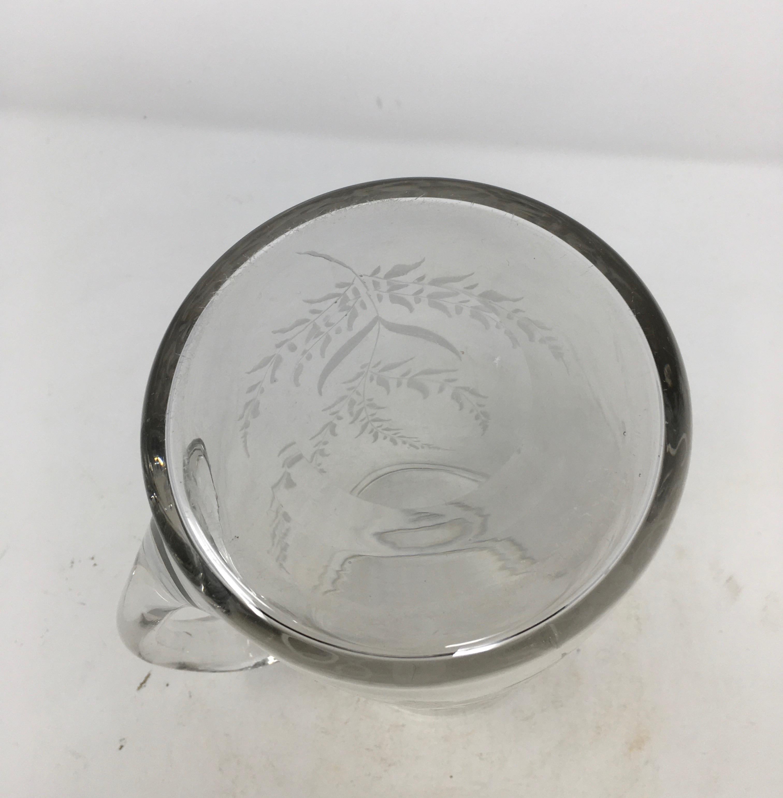 19th Century Etched Glass Pitcher For Sale 1
